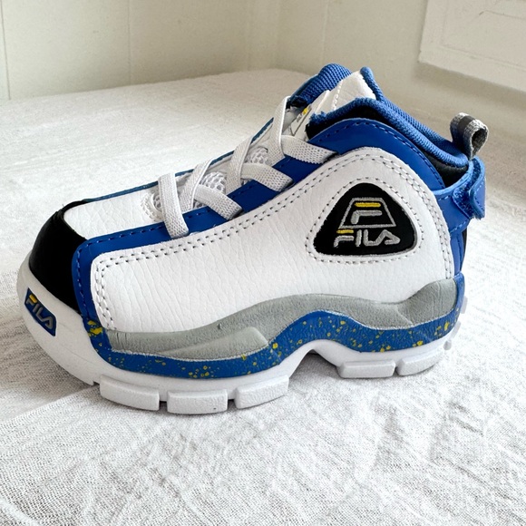 Fila Other - New Fila Grant Hill 2 Sneakers White Nebulas Blue Lemon Yellow Toddler Shoes NIB